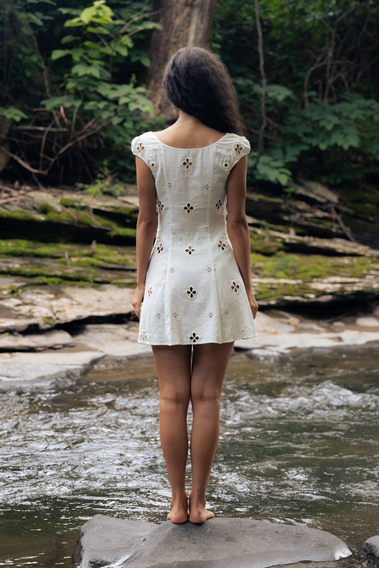 Maria Micro Mini Dress in Leite