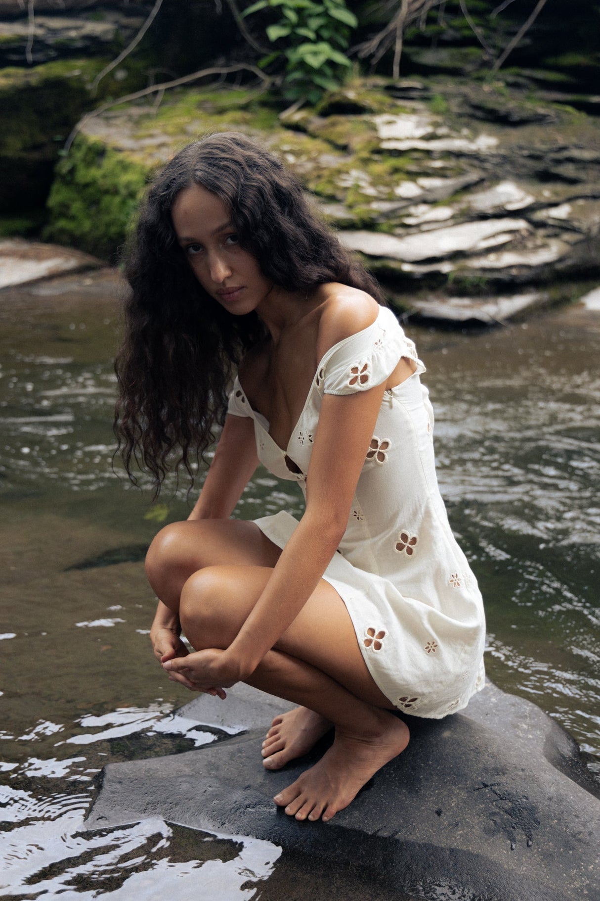 Maria Micro Mini Dress in Leite