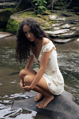 Maria Micro Mini Dress in Leite