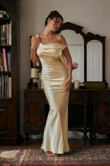 Plunging Back Cowl Dress in Butter