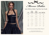Satin Ribbon Halter Top in Noir